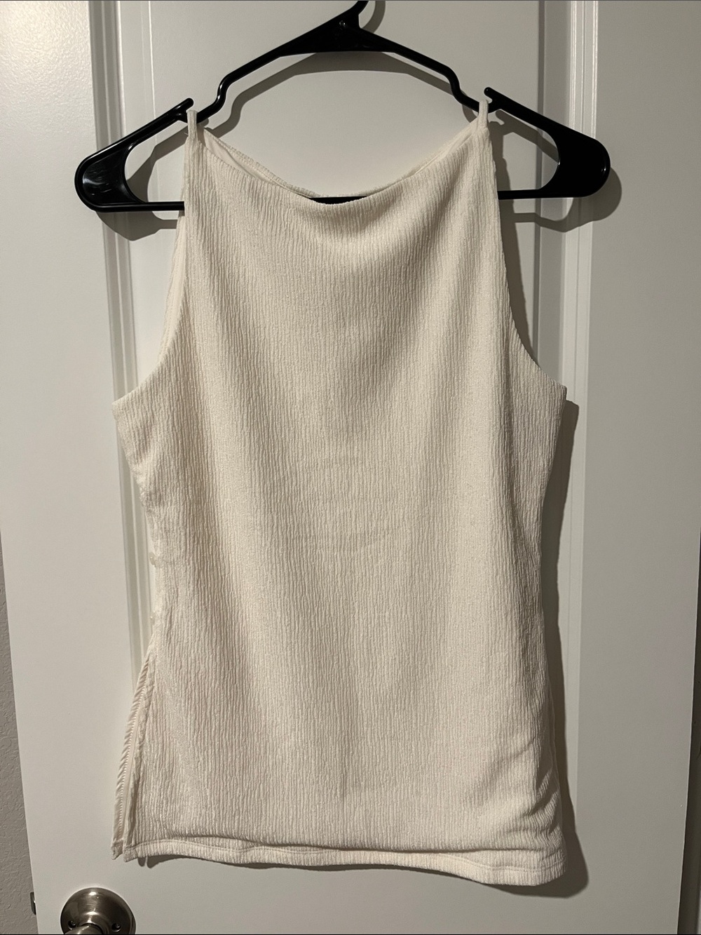 Banana Republic Cream Ribbed High-Neck Tank